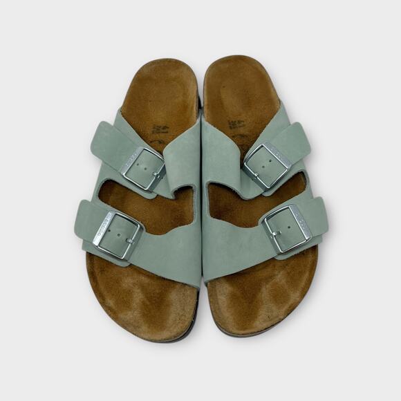 Birkenstock Papillio Arizona Platform Sandal-Nubuck in Pure Sage Size 41/10 - Picture 1 of 11